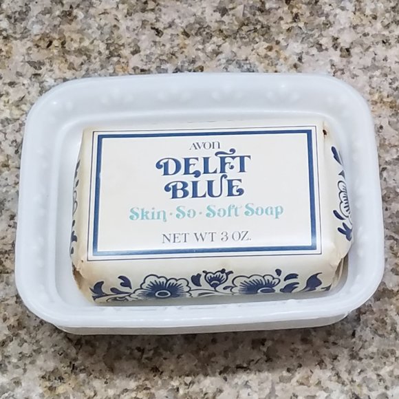 Avon Bath Vintage Avon Delft Blue Soap Bar Soap Dish Skin So Soft